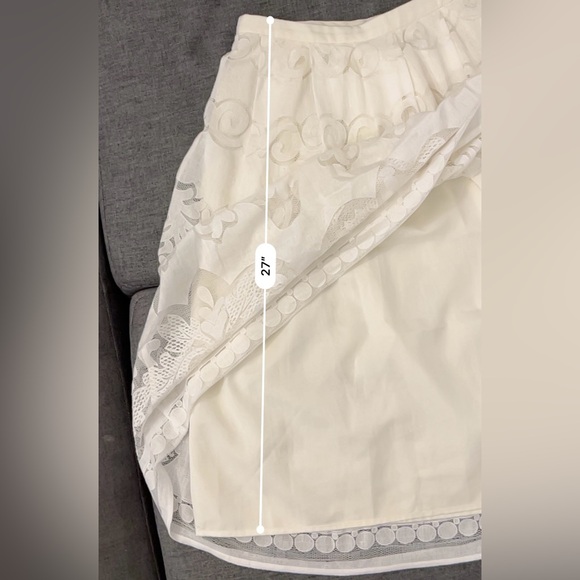 A. Peach Floral Lace Midi Skirt A-Line Size M White Milkmaid Bridal Modest Angel - Picture 14 of 16